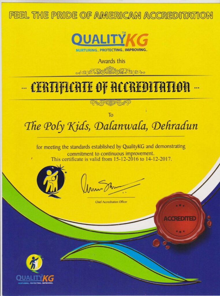 Accridiation Certificate The Poly Kids