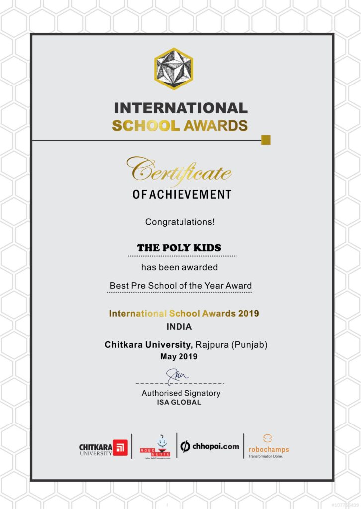  International School Award For Best Pre School Of The Year Award